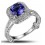 Closeout Sale: Bestselling 1.50 Carat Antique Halo Engagement Ring with Blue Sapphires and Diamond in White Gold