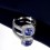 Closeout Sale: Bestselling 1.50 Carat Antique Halo Engagement Ring with Blue Sapphires and Diamond in White Gold
