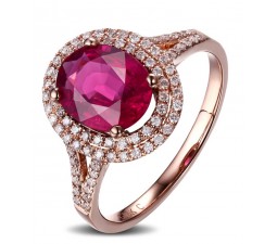 2 Carat Pink Sapphire and Diamond Halo Engagement Ring in Rose Gold for Women