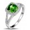 Beautiful 2 Carat cushion cut Emerald and Diamond Halo Engagement Ring in White Gold