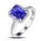 Antique 1.50 Carat emerald cut Blue Sapphire and Diamond Halo Engagement Ring in White Gold