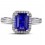 Antique 1.50 Carat emerald cut Blue Sapphire and Diamond Halo Engagement Ring in White Gold