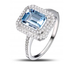 2 Carat Topaz and Diamond double halo engagement ring in White Gold