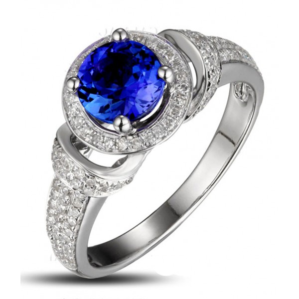 Vintage 1.50 Carat Blue Sapphire and Diamond Art Nouveau Engagement ...