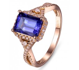 Beautiful 2 Carat Blue Sapphire and Diamond Engagement Ring in Rose Gold