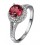 1 Carat Round cut Red Ruby and Diamond Halo Engagement Ring in White Gold for Women