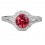 1 Carat Round cut Red Ruby and Diamond Halo Engagement Ring in White Gold for Women