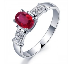 Ruby with Diamond Engagement Ring on 10k White Gold