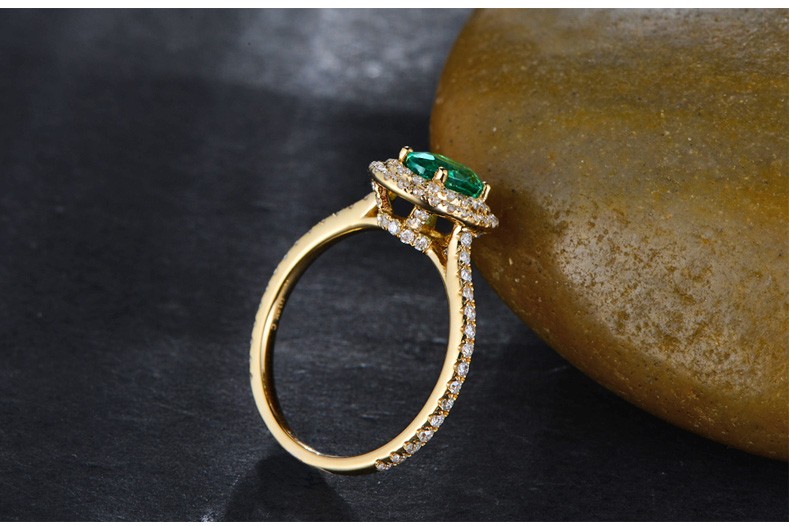 Vintage 2 Carat Emerald and Diamond Double Halo Engagement Ring in ...