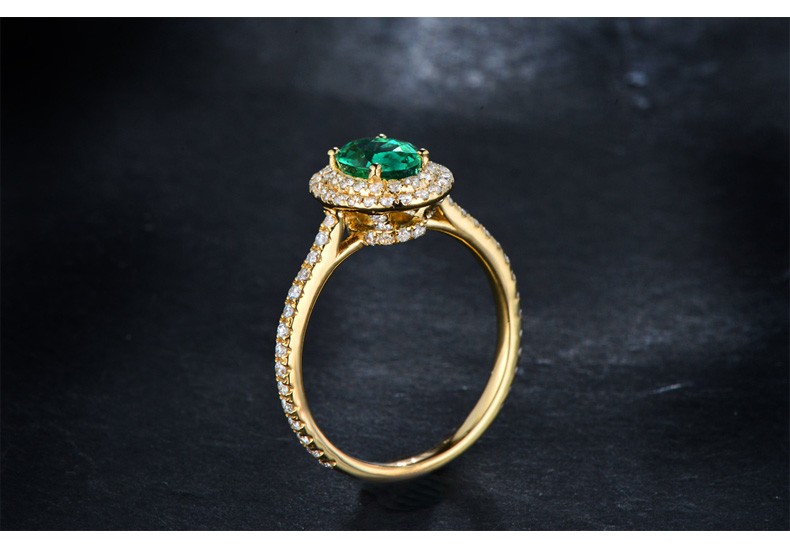 Vintage 2 Carat Emerald and Diamond Double Halo Engagement Ring in ...