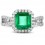 1 Carat princess cut Emerald and Diamond Halo Engagement Ring in White Gold