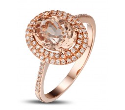 Luxurious 2.50 Carat Morganite and Diamond Engagement Ring for Women in Rose Gold