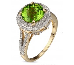 2 Carat Emerald and Diamond Halo Engagement Ring in Yellow Gold