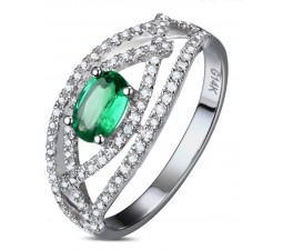 1.50 Carat Emerald and Diamond Engagement Ring for Women in White Gold