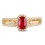 Unique 1 Carat Ruby and Diamond Halo Engagement Ring in Yellow Gold