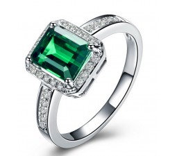 Classic  1.50 Carat Emerald and Diamond Engagement Ring in White Gold