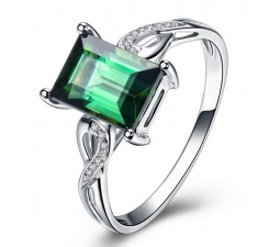 Unique 1.50 Carat Emerald and Diamond Infinity Engagement Ring in White Gold