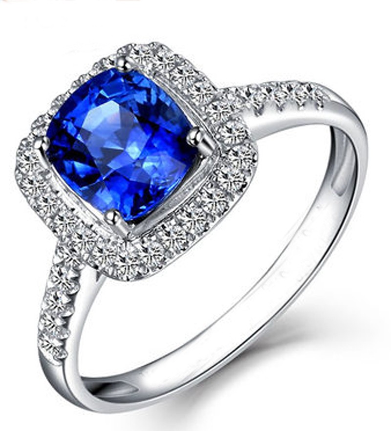 2 Carat Classic oval cut Sapphire and Diamond Halo Engagement Ring in ...
