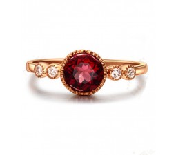 1 Carat Ruby and Diamond Antique Engagement Ring in Yellow Gold
