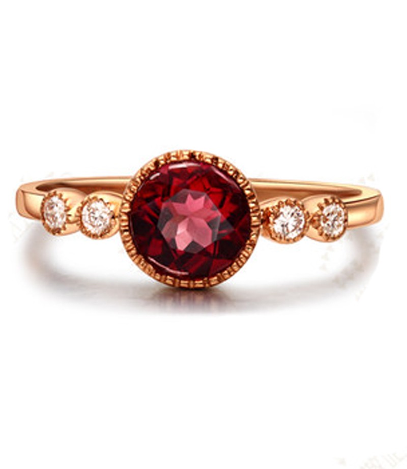1 carat ruby and diamond antique engagement ring in yellow gold