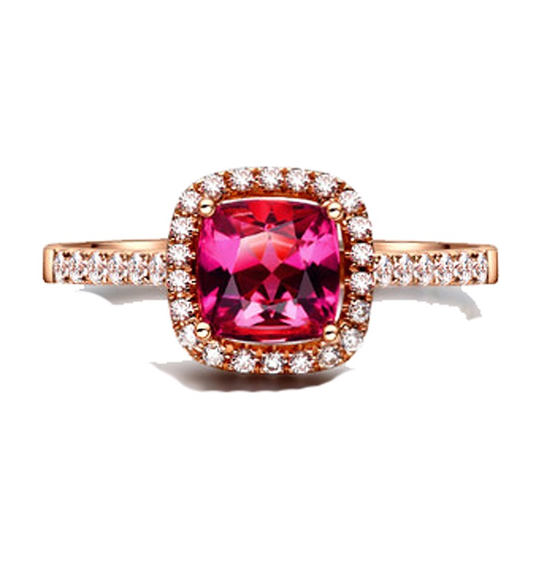 1.50 Carat Cushion cut Ruby and Diamond Engagement Ring Rose Gold ...