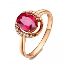 Designer 1.25 Carat Ruby and Diamond Unique Halo Engagemnet Ring in Yellow Gold
