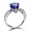 Unique 2 carat Pear shape Blue Sapphire and Diamond Antique Engagement Ring in White Gold