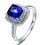 Vintage 2 Carat Blue Sapphire and Diamond Halo Engagement Ring for Women