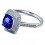 Vintage 2 Carat Blue Sapphire and Diamond Halo Engagement Ring for Women