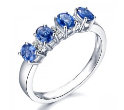 Beautiful Sapphire and Diamond Engagement Ring on 18k White Gold