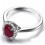 Classic 1 Carat Ruby and Diamond Halo Engagement Ring in White Gold for Women