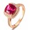 2 Carat cushion cut Ruby and Diamond Halo Engagement Ring in Yellow Gold