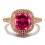 2 Carat cushion cut Ruby and Diamond Halo Engagement Ring in Yellow Gold