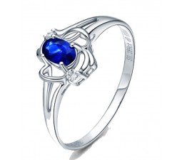 Affordable 1 Carat Blue Sapphire and Diamond Engagement Ring White Gold