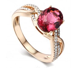 Infinity 2 Carat Pink Sapphire and Diamond Engagement Ring in Yellow Gold for Her