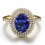 Designer 3 Carat Double Halo Sapphire and Diamond Engagement Ring in Yellow Gold