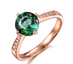 Classic 1 Carat Green Emerald and Diamond Rose Gold Engagement Ring for Women
