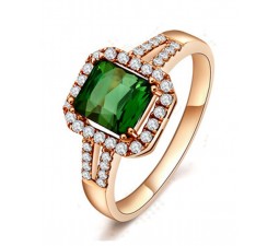 2 Carat cushion cut Emerald and Diamond Engagement Ring in Rose Gold