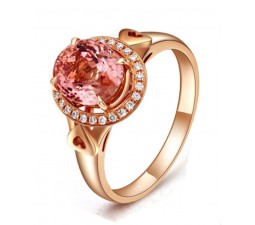 2 Carat Morganite and Diamond Engagement Ring for Women in Rose Gold