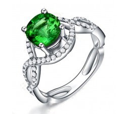 1.50 Carat Infinity Emerald and Diamond Halo Engagement Ring for Women in White Gold