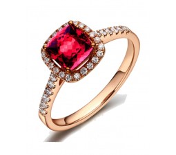 1 Carat Ruby and Diamond Antique Engagement Ring in Rose Gold