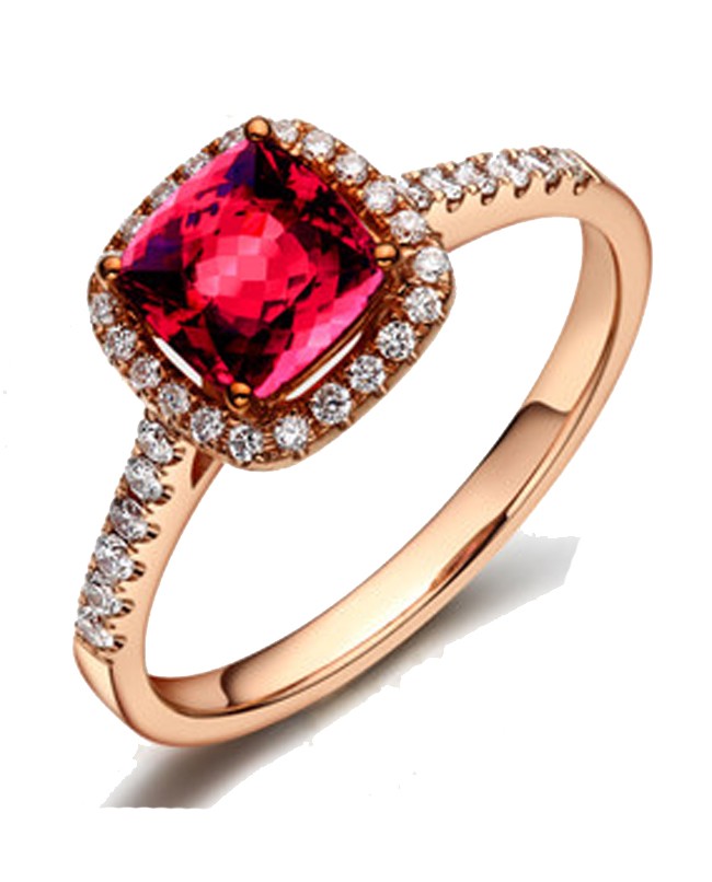 1 Carat Ruby and Diamond Antique Engagement Ring in Rose Gold JeenJewels