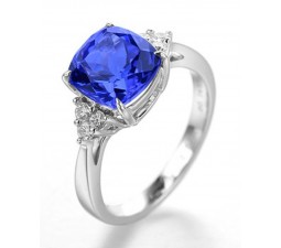 1.50 Carat Blue Sapphire and Diamond Halo Engagement Ring for Women in White Gold