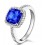 2 Carat cushion cut Blue Sapphire and Diamond Halo Engagement Ring in White Gold