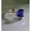 2 Carat cushion cut Blue Sapphire and Diamond Halo Engagement Ring in White Gold