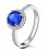 Beautiful 1 Carat Round Blue Sapphire and Diamond Halo Engagement Ring in White Gold