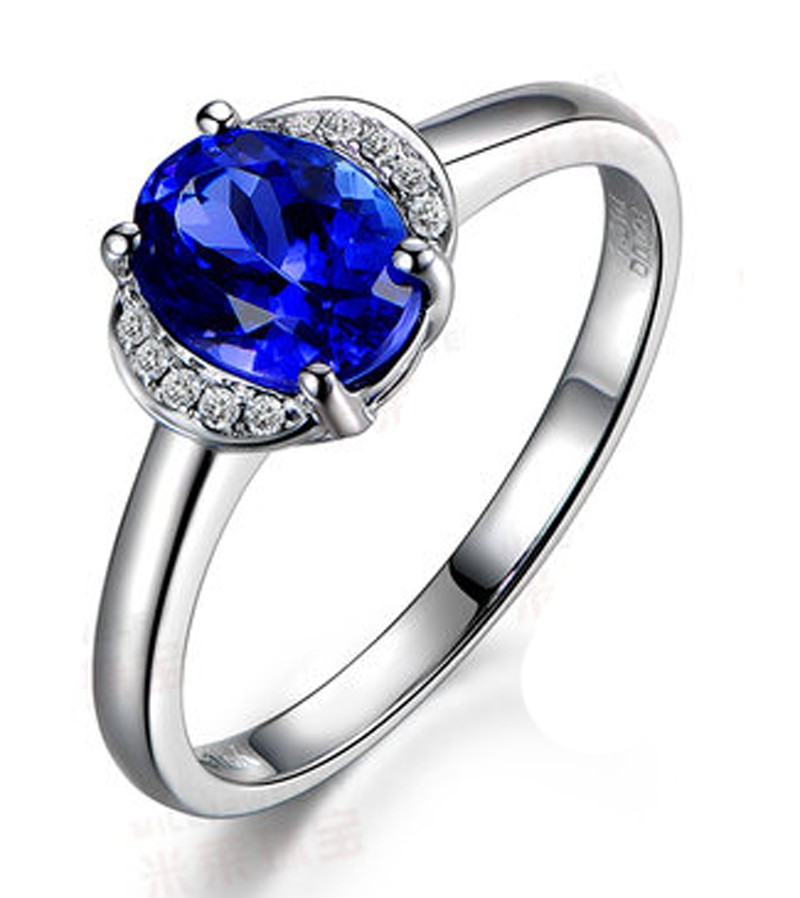 Half carat Sapphire and Diamond affordable engagement ring in white ...