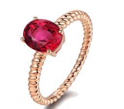 1 Carat Solitaire Ruby Antique Engagement Ring in Rose Gold
