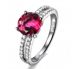 1.50 Carat Ruby and Diamond Engagement Ring in White Gold