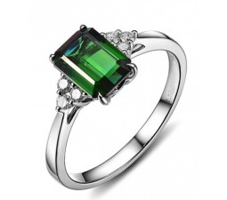 2 Carat Emerald and Diamond Engagement Ring in White Gold